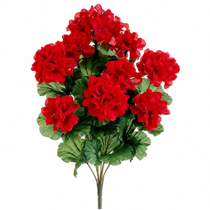 17" Silk Geranium Flower Bush -Red (Pack of 12) - FBG514-RE
