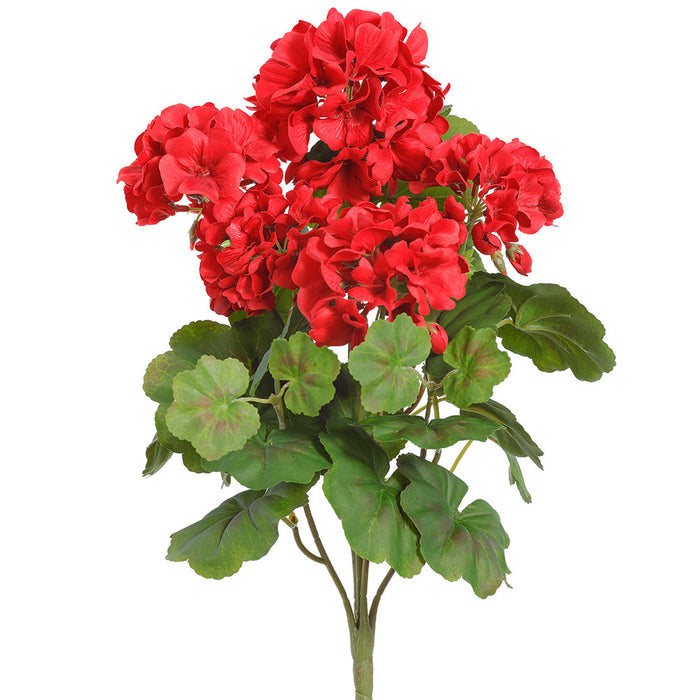 17.5" Outdoor Water-Resistant Artificial Geranium Flower Bush -Red (Pack of 12) - FBG533-RE