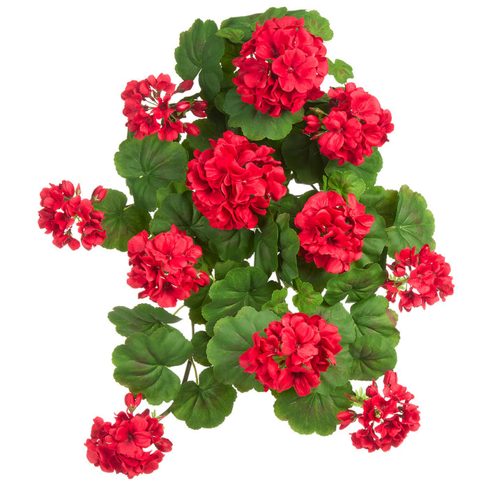 16.5" Outdoor Water-Resistant Artificial Hanging Geranium Flower Bush -Red (Pack of 6) - FBG535-RE