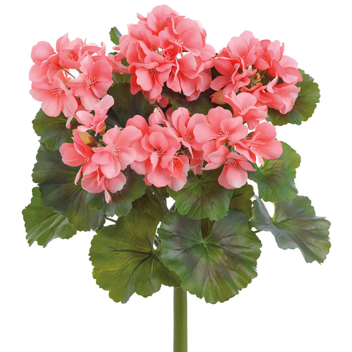16" Geranium Silk Flower Bush -Coral (Pack of 12) - FBG614-CO