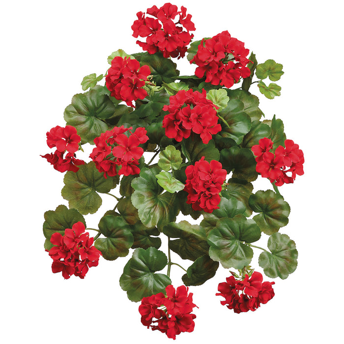 21" Outdoor Water Resistant Hanging Artificial Geranium Flower Bush -Red (pack of 6) - FBG903-RE