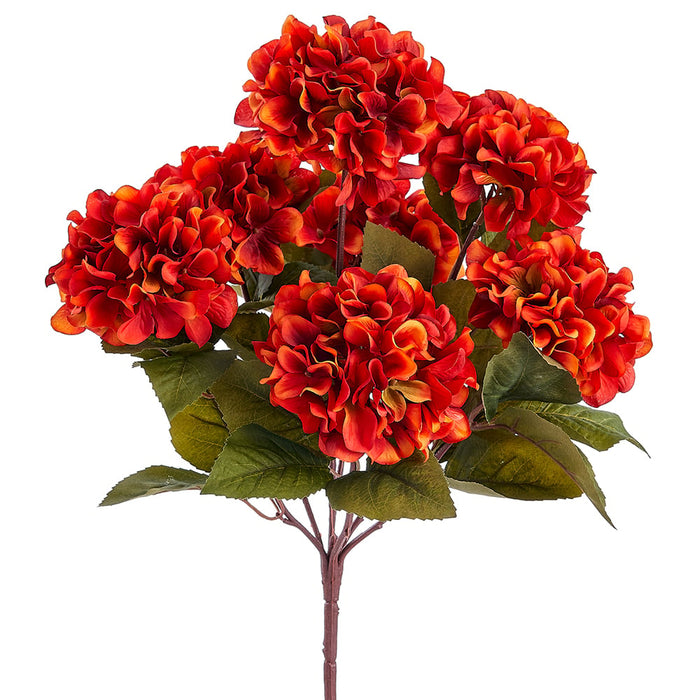 21" Silk Hydrangea Flower Bush -Brick/Flame (pack of 12) - FBH085-BC/FL