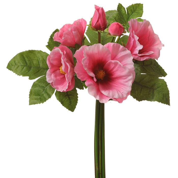 12.5" Hollyhock Silk Flower Stem Bundle -Pink (Pack of 12) - FBH134-PK