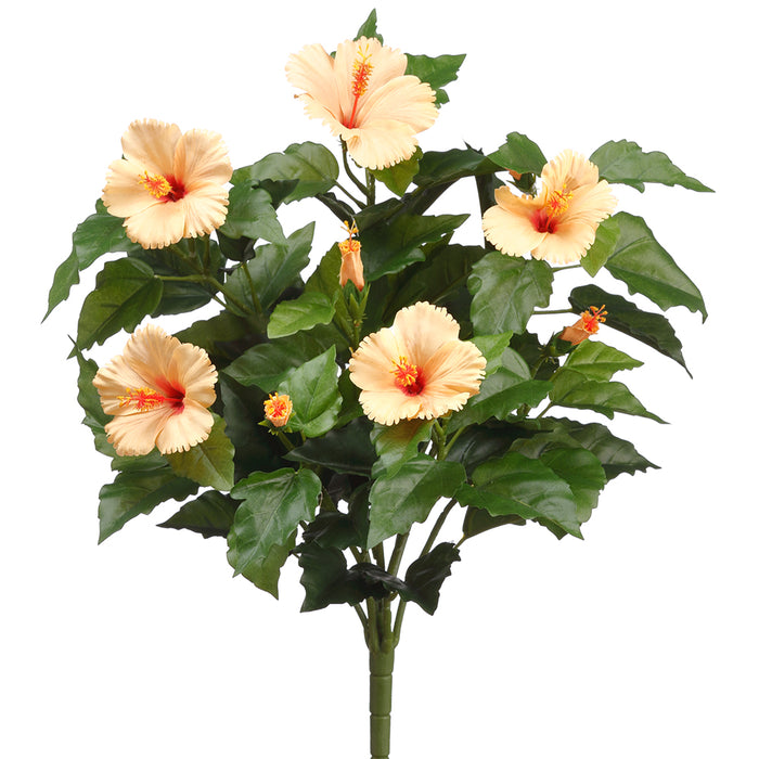 18" Silk Hibiscus Flower Bush -Orange (pack of 6) - FBH192-OR