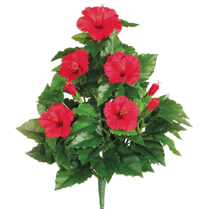 18" Silk Hibiscus Flower Bush -Red (pack of 6) - FBH192-RE