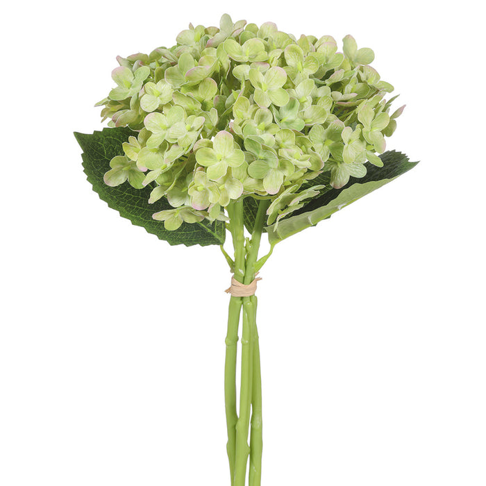 13" Hydrangea Silk Flower Stem Bundle -Green (Pack of 12) - FBH211-GR