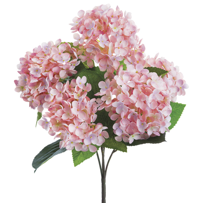 17" Hydrangea Silk Flower Bush -Soft Pink (pack of 12) - FBH253-PK/SO