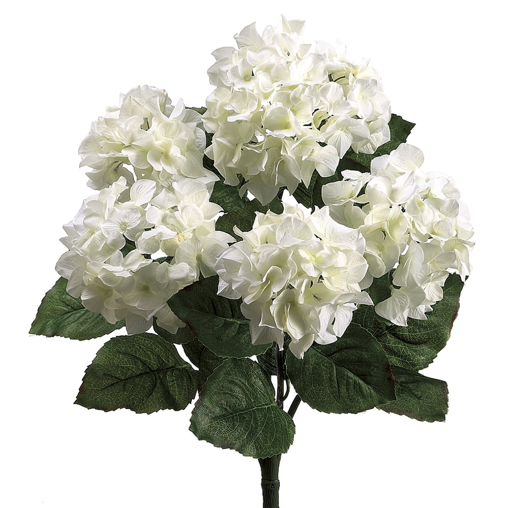 22" Silk Hydrangea Flower Bush -Cream/White | Hydrangea Flowers — Silks ...