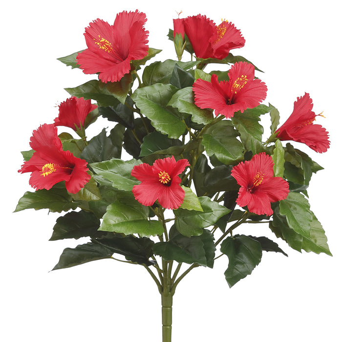 19" Silk Hibiscus Flower Bush -Red (pack of 6) - FBH371-RE