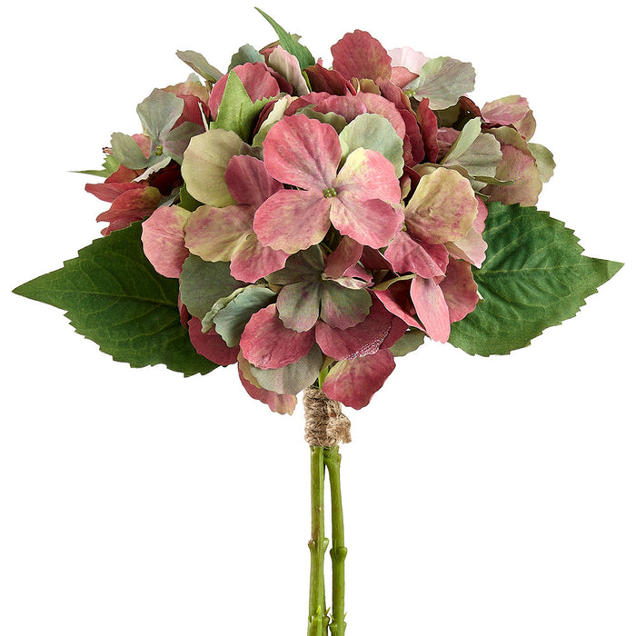 13" Hydrangea Silk Flower Stem Bundle -Mauve/Green (Pack of 12) - FBH500-MV/GR