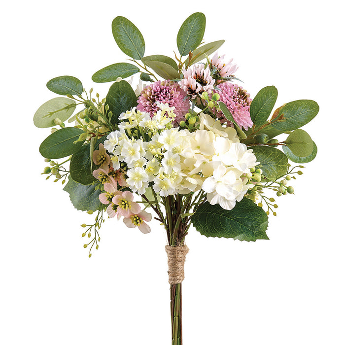 18" Hydrangea, Dogwood Blossom & Dahlia Silk Flower Bouquet -Mixed Colors (Pack of 6) - FBH550-MX