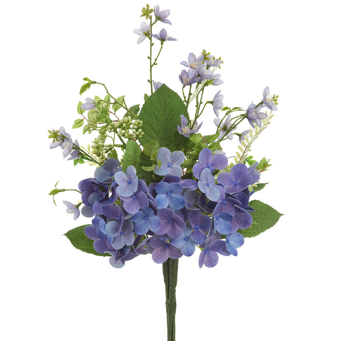 21" Hydrangea, Rose Myrtle & Mint Leaf Silk Flower Bouquet -Helio (Pack of 6) - FBH843-HE