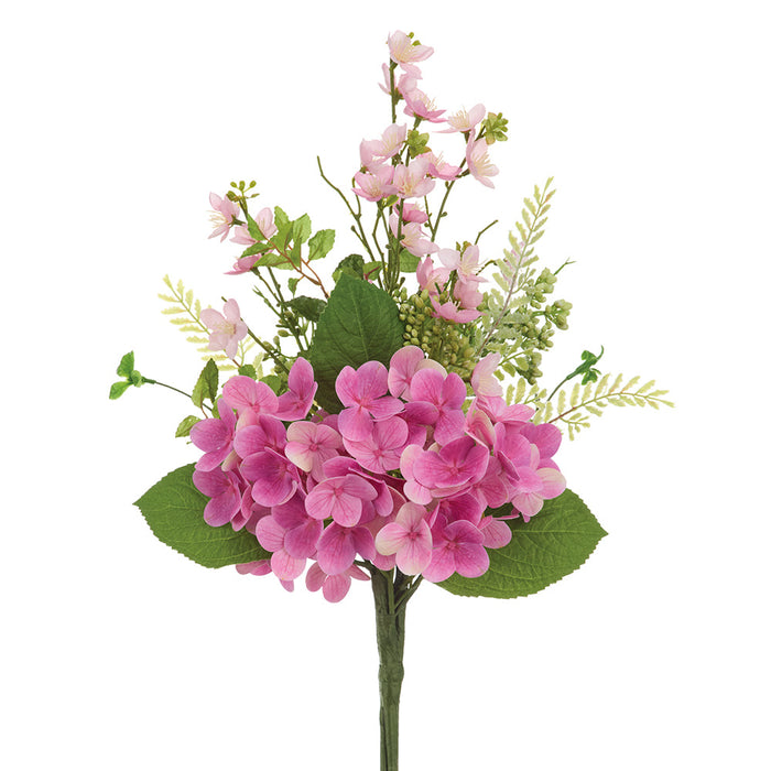 21" Hydrangea, Rose Myrtle & Mint Leaf Silk Flower Bouquet -2 Tone Pink (Pack of 6) - FBH843-PK/TT