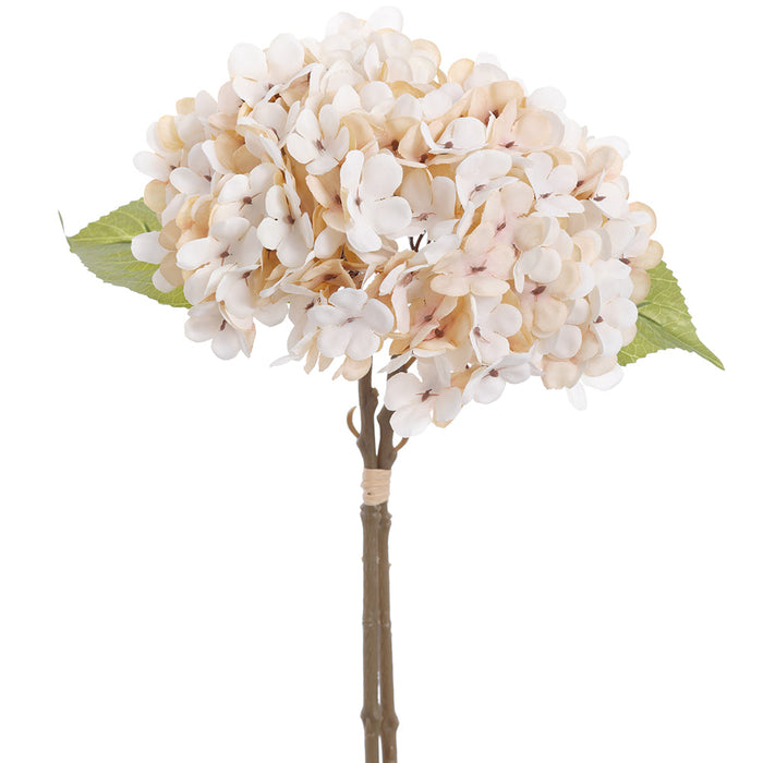 13.5" Hydrangea Silk Flower Stem Bundle -Cream (Pack of 6) - FBH982-CR