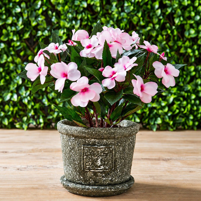 13.5" Silk New Guinea Impatiens Flower Bush -Light Pink (Pack of 6) - FBI633-PK/LT