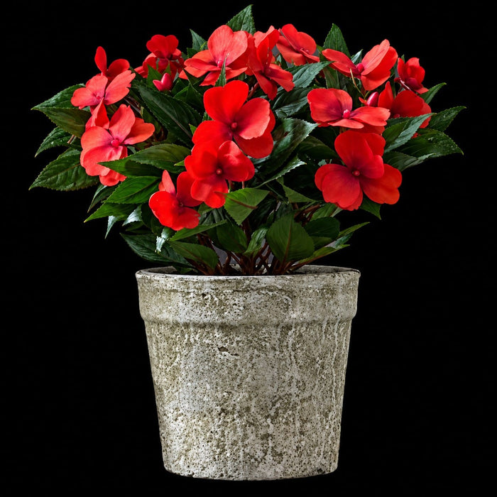 13.5" Silk New Guinea Impatiens Flower Bush -Tomato Red (Pack of 6) - FBI633-RE/TO