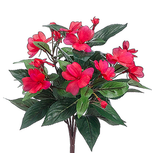 11" Silk Impatiens Flower Bush -Red (pack of 24) - FBI805-RE