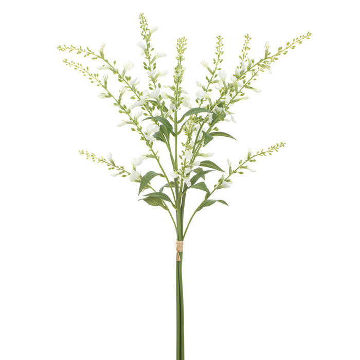 26" Lavender Silk Flower Stem Bundle -White (Pack of 6) - FBL104-WH