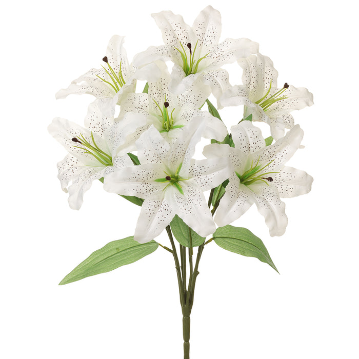 20" Silk Rubrum Lily Flower Bush -White (pack of 12) - FBL138-WH