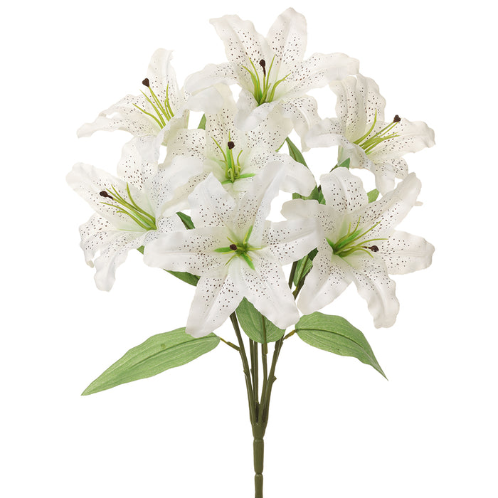 rubrum lily flower 20" Silk Rubrum Lily Flower Bush -White (Pack of 12)