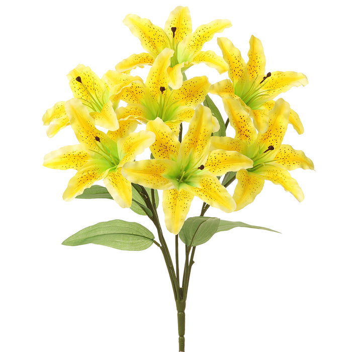 20" Silk Rubrum Lily Flower Bush -Yellow (pack of 12) - FBL138-YE