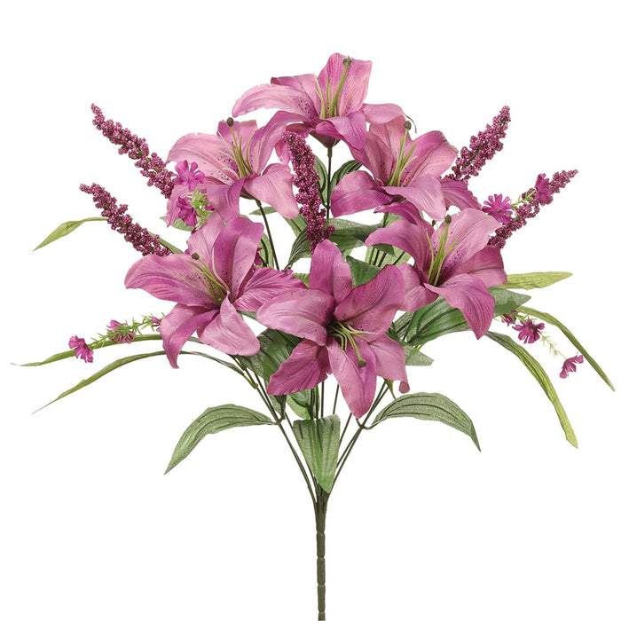19" Mixed Silk Tiger Lily Flower Bush -Lavender/Purple (pack of 12) - FBL305-LV/PU