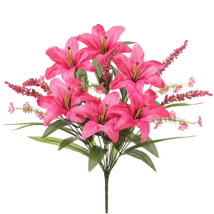 19" Mixed Silk Tiger Lily Flower Bush -Pink (pack of 12) - FBL305-PK