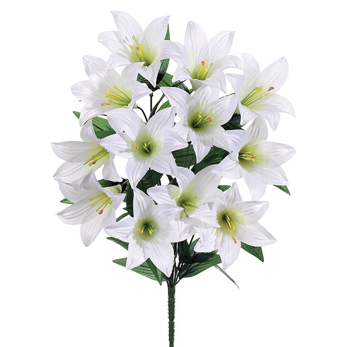 21" Silk Easter Lily Flower Bush -White (Pack of 12) - FBL393-WH