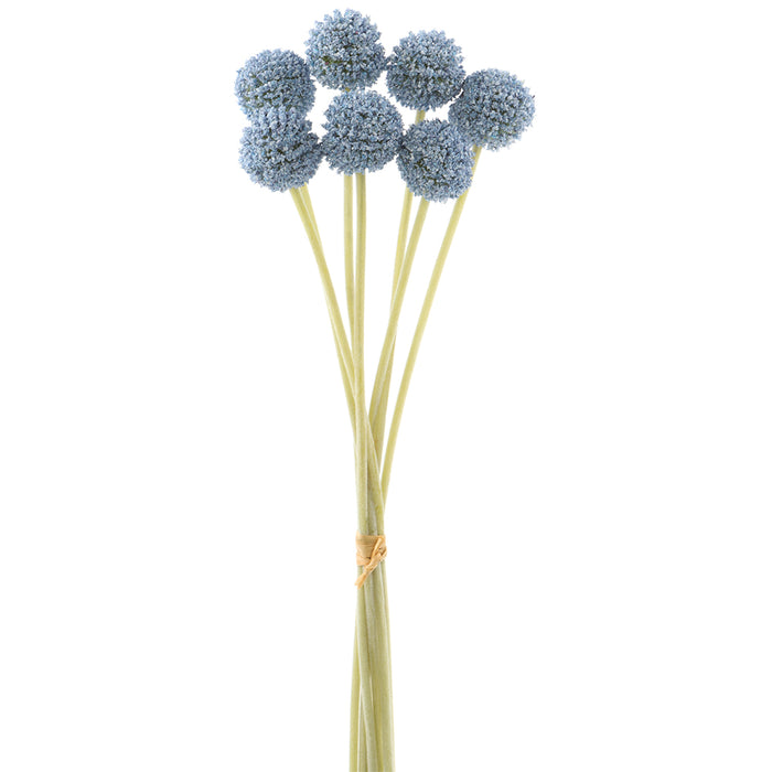 13" Billy Button Silk Flower Stem Bundle -Blue (pack of 12) - FBL428-BL