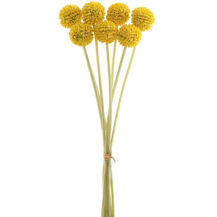 13" Billy Button Silk Flower Stem Bundle -Yellow (pack of 12) - FBL428-YE