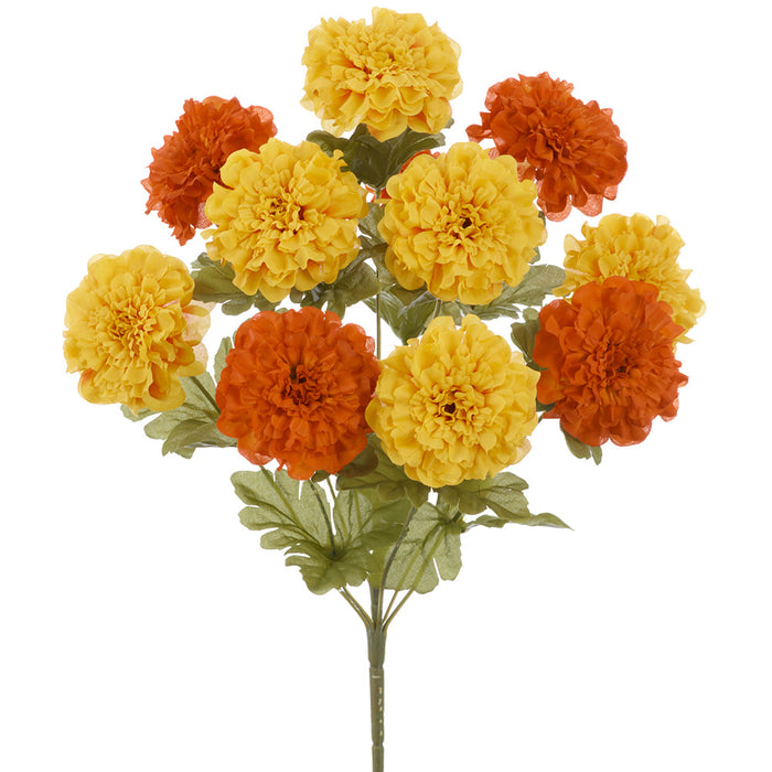 18" Marigold Silk Flower Bush -Flame/Orange (Pack of 12) - FBM003-FL/OR