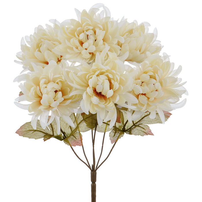 16.5" Marigold Silk Flower Bush -Cream (Pack of 6) - FBM006-CR