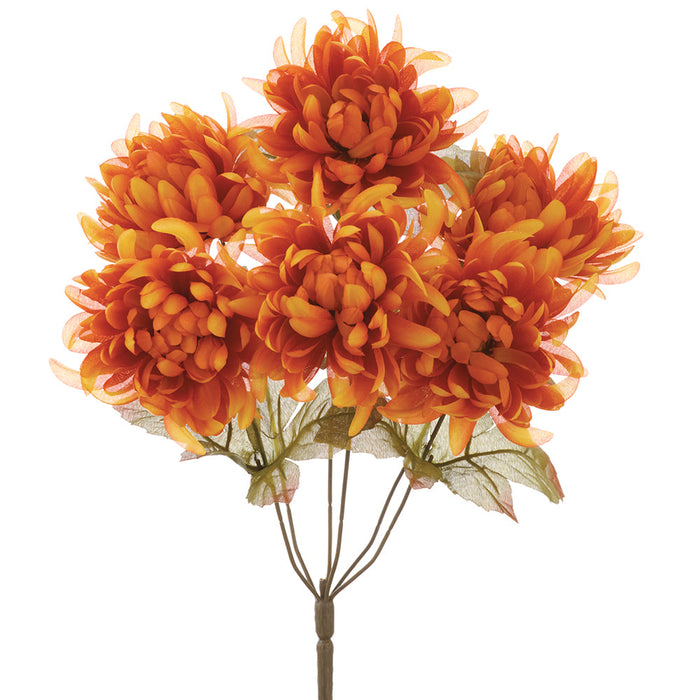16.5" Marigold Silk Flower Bush -Flame (Pack of 6) - FBM006-FL