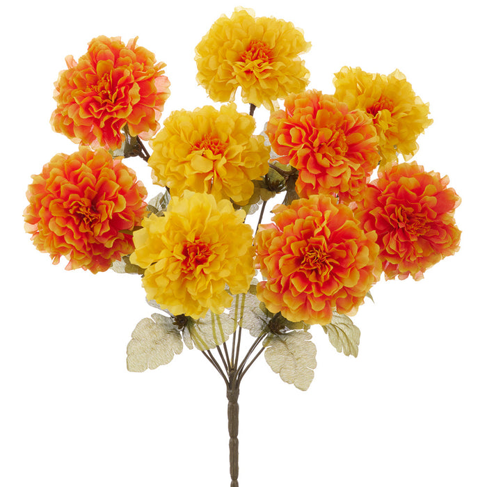 16.5" Marigold Silk Flower Bush -Orange/Yellow (Pack of 12) - FBM007-OR/YE