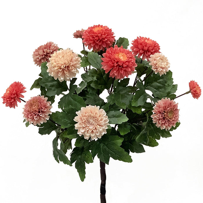 14.5" Mini Mum Silk Flower Bush -Mauve/Pink (Pack of 12) - FBM068-MV/PK