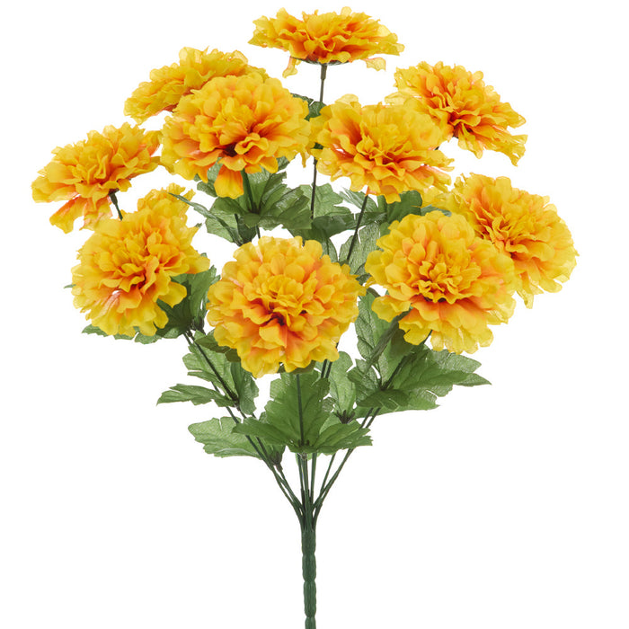 18.5" Marigold Silk Flower Bush -Yellow (Pack of 12) - FBM113-YE