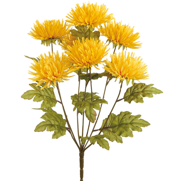 19" Silk Mum Flower Bush -Yellow/Gold (pack of 12) - FBM341-YE/GO