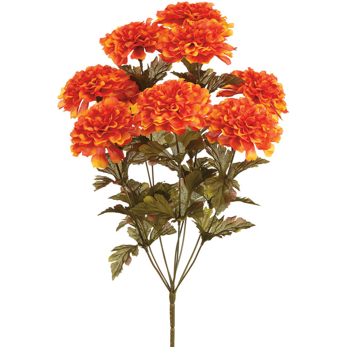 19.25" Silk Marigold Flower Bush -Flame/Orange (pack of 12) - FBM342-FL/OR