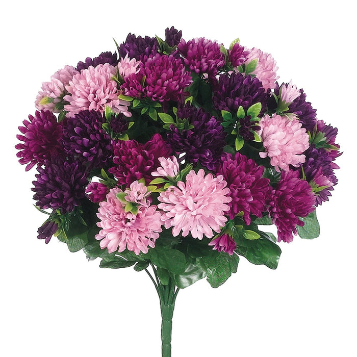 15" Silk Mum Flower Bush -Lavender/Orchid (pack of 12) - FBM514-LV/OC