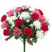15" Silk Mum Flower Bush -Red/Rose (Pack of 12) - FBM514-RE/RO