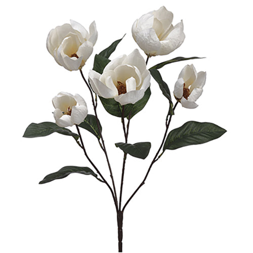 21" Silk Magnolia Flower Bush -Cream/White (pack of 12) - FBM704-CR/WH