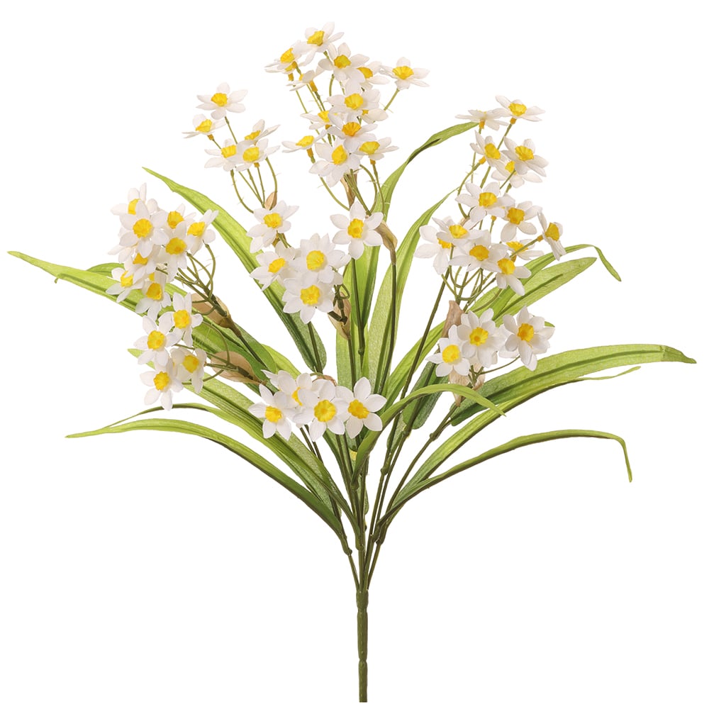Faux Silk White Faux Daffodil Flower Stem 19 Tall