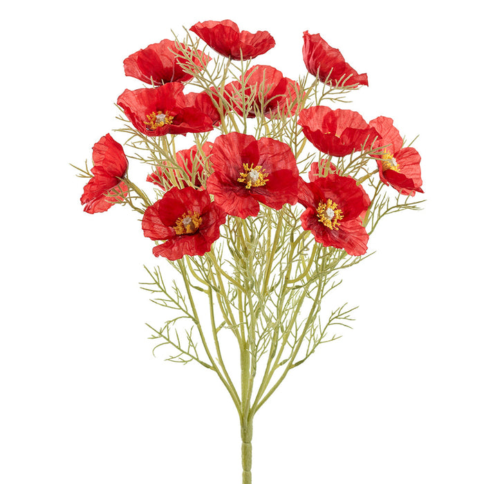 21.5" Silk Poppy Flower Bush -Red (pack of 6) - FBP003-RE