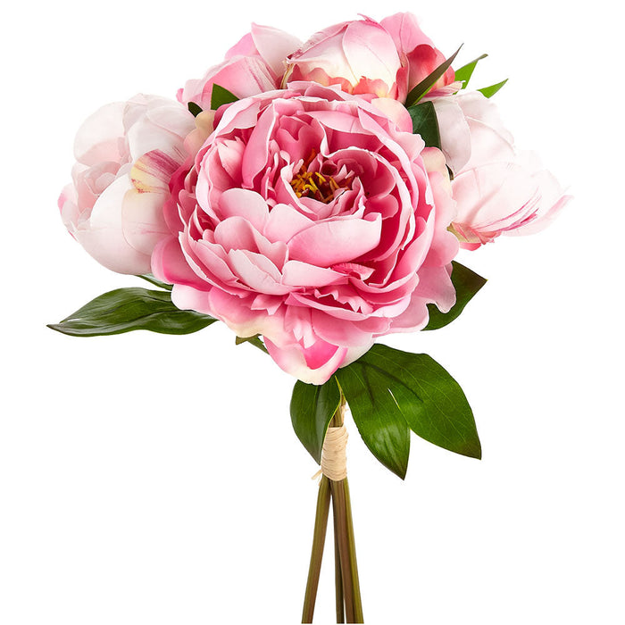 14" Real Touch Peony Silk Flower Stem Bundle -Pink (pack of 12) - FBP006-PK