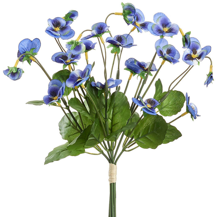 10.5" Pansy Silk Flower Stem Bundle -Blue (Pack of 12) - FBP155-BL