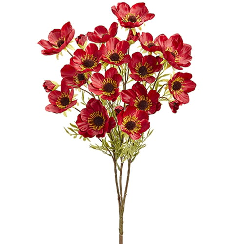 23" Wild Artificial Poppy Flower Bush -Crimson (pack of 12) - FBP205-CS