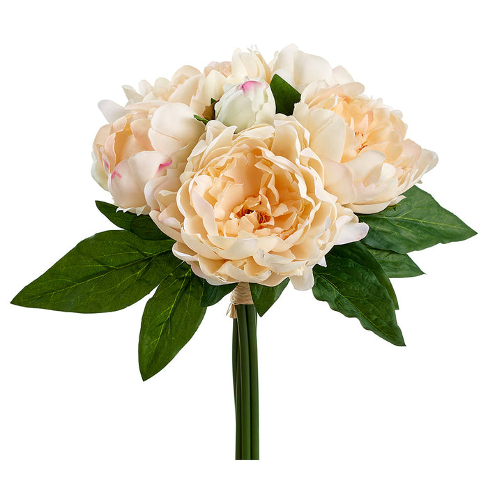 12" Real Touch Peony Silk Flower Stem Bundle -Peach (Pack of 12) - FBP555-PE