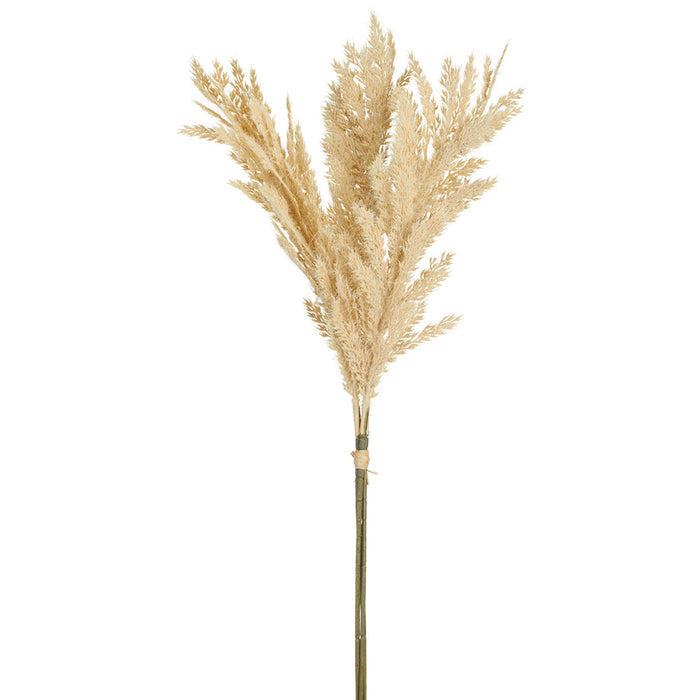 26" Artificial Flocked Pampas Grass Stem Bundle -Beige (Pack of 12) - FBP689-BE