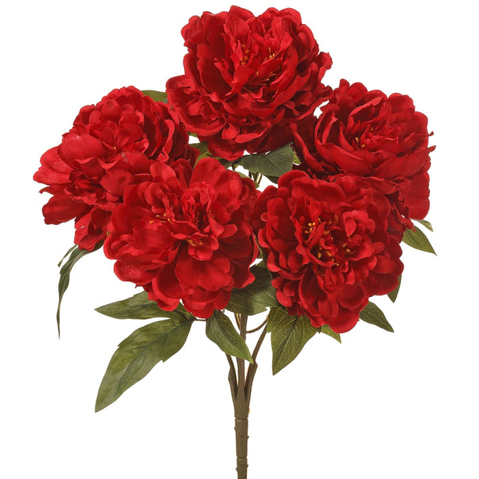 17" Silk Peony Flower Bush -Red (pack of 12) - FBP791-RE