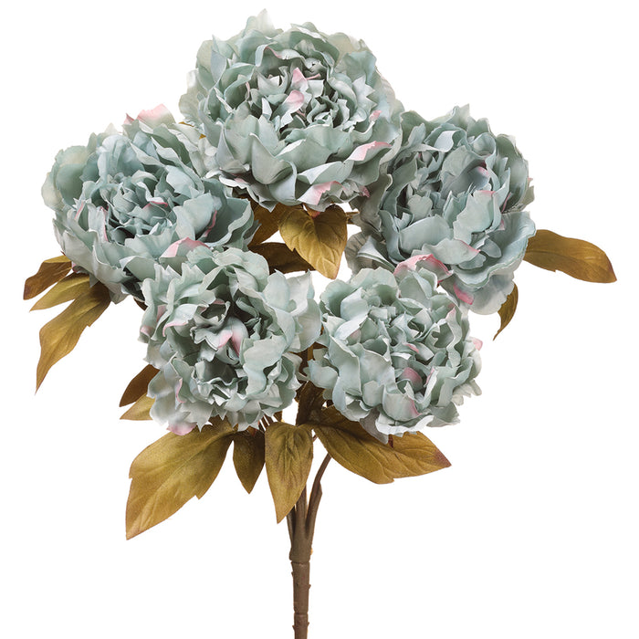 18" Peony Silk Flower Bush -Teal (pack of 8) - FBP794-TL